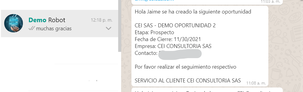 Mensajes en WhatsApp